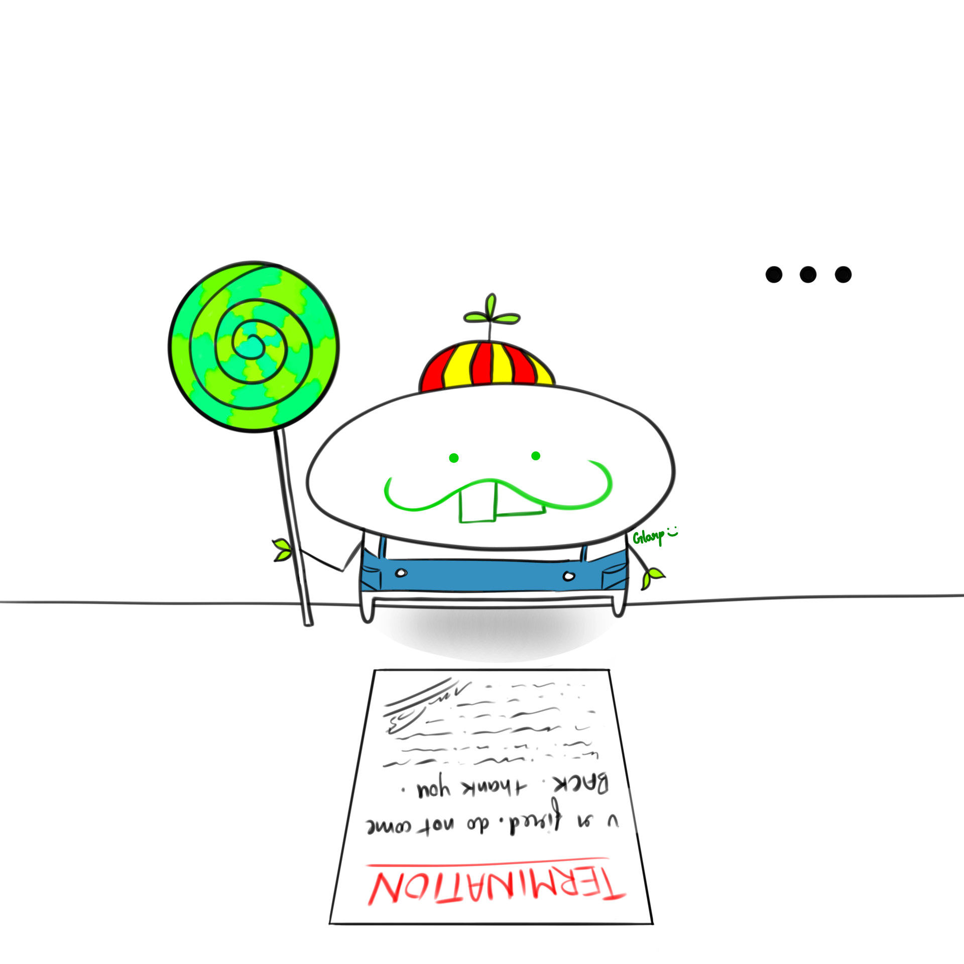 szb with lolipop and overalls